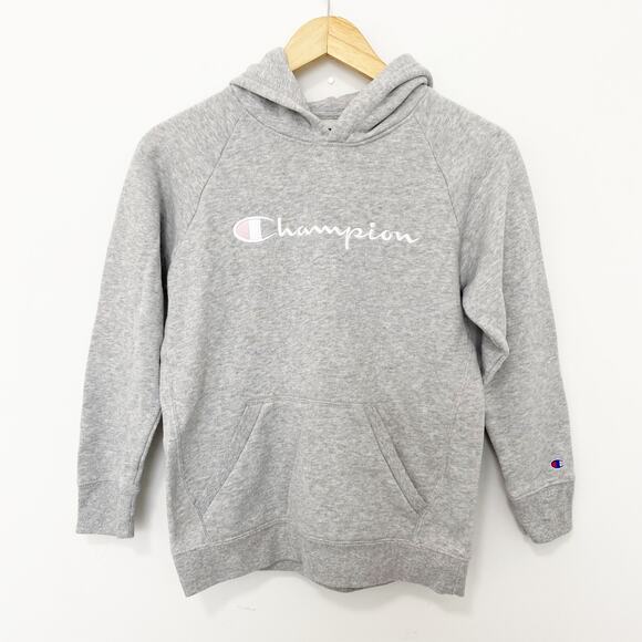 Champion Girls Gray Logo Hoodie Size Large - Picture 1 of 4